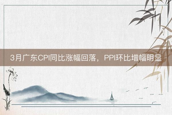3月广东CPI同比涨幅回落，PPI环比增幅明显