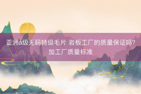 亚洲a级无码特级毛片 岩板工厂的质量保证吗？加工厂质量标准
