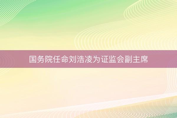 国务院任命刘浩凌为证监会副主席