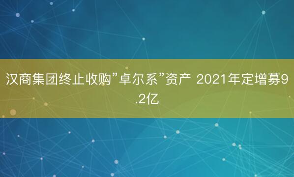 汉商集团终止收购”卓尔系”资产 2021年定增募9.2亿