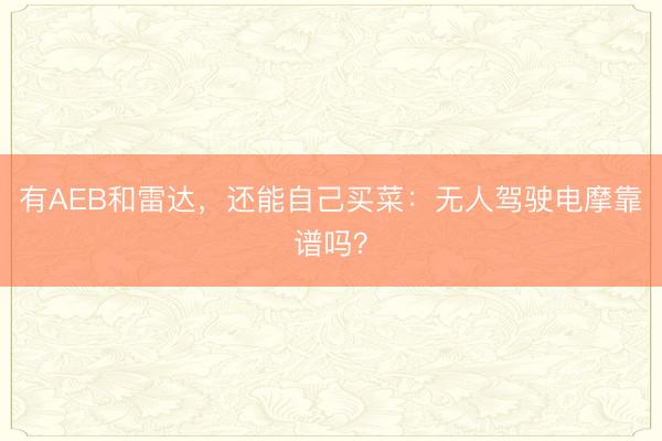 有AEB和雷达，还能自己买菜：无人驾驶电摩靠谱吗？