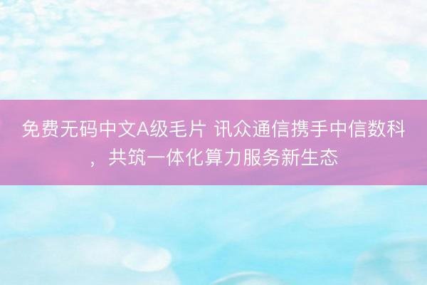 免费无码中文A级毛片 讯众通信携手中信数科，共筑一体化算力服务新生态