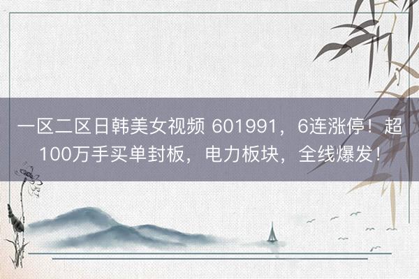 一区二区日韩美女视频 601991，6连涨停！超100万手买单封板，电力板块，全线爆发！