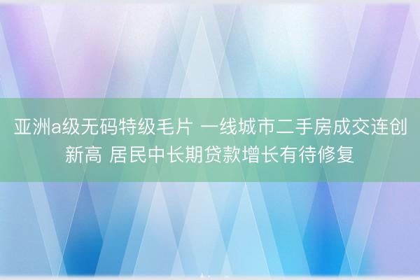 亚洲a级无码特级毛片 一线城市二手房成交连创新高 居民中长期贷款增长有待修复