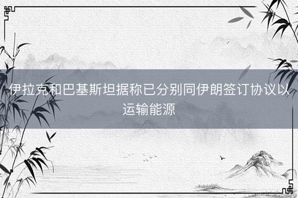 伊拉克和巴基斯坦据称已分别同伊朗签订协议以运输能源