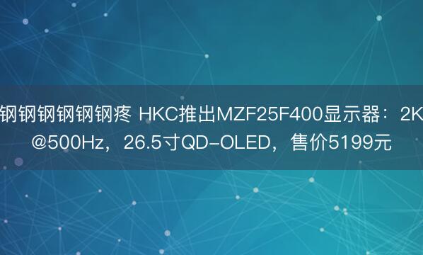 钢钢钢钢钢钢疼 HKC推出MZF25F400显示器：2K@500Hz，26.5寸QD-OLED，售价5199元