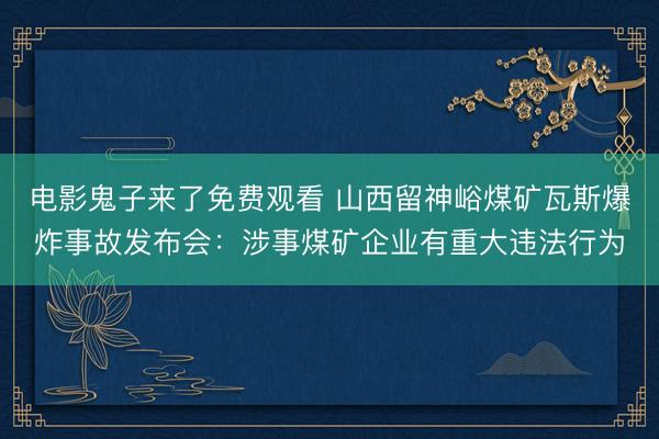 电影鬼子来了免费观看 山西留神峪煤矿瓦斯爆炸事故发布会：涉事煤矿企业有重大违法行为