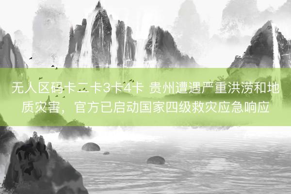 无人区码卡二卡3卡4卡 贵州遭遇严重洪涝和地质灾害,官方已启动国家四级救灾应急响应