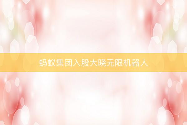 蚂蚁集团入股大晓无限机器人
