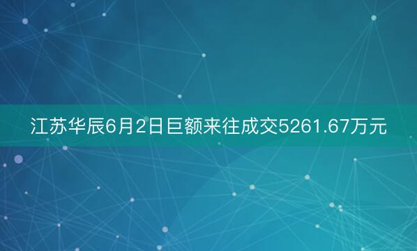 江苏华辰6月2日巨额来往成交5261.67万元