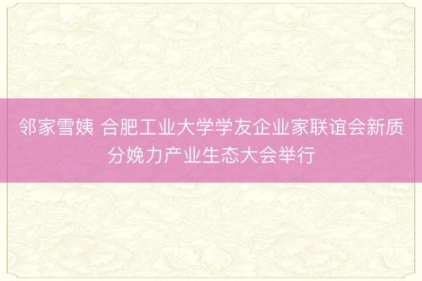 邻家雪姨 合肥工业大学学友企业家联谊会新质分娩力产业生态大会举行
