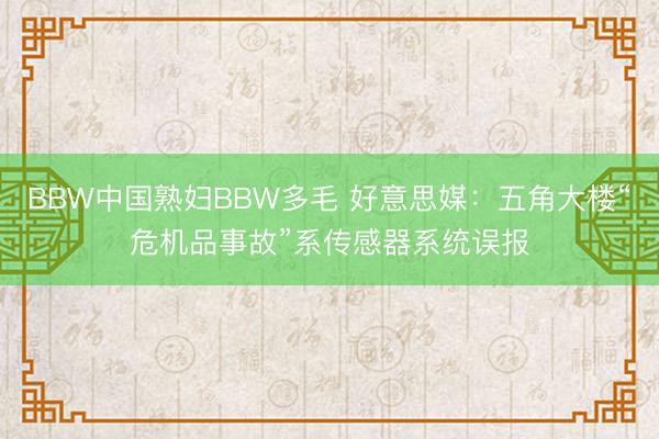 BBW中国熟妇BBW多毛 好意思媒：五角大楼“危机品事故”系传感器系统误报