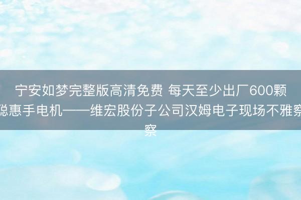 宁安如梦完整版高清免费 每天至少出厂600颗聪惠手电机——维宏股份子公司汉姆电子现场不雅察