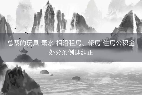 总裁的玩具 萧水 相沿租房、修房 住房公积金处分条例迎纠正