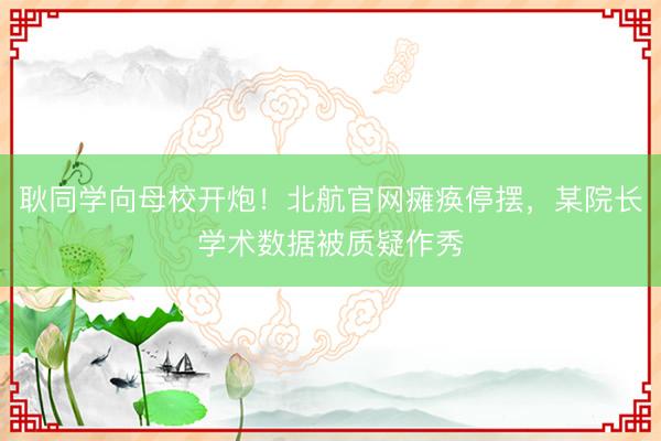 耿同学向母校开炮！北航官网瘫痪停摆，某院长学术数据被质疑作秀