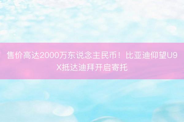 售价高达2000万东说念主民币！比亚迪仰望U9X抵达迪拜开启寄托