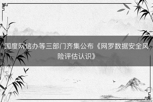 国度网信办等三部门齐集公布《网罗数据安全风险评估认识》