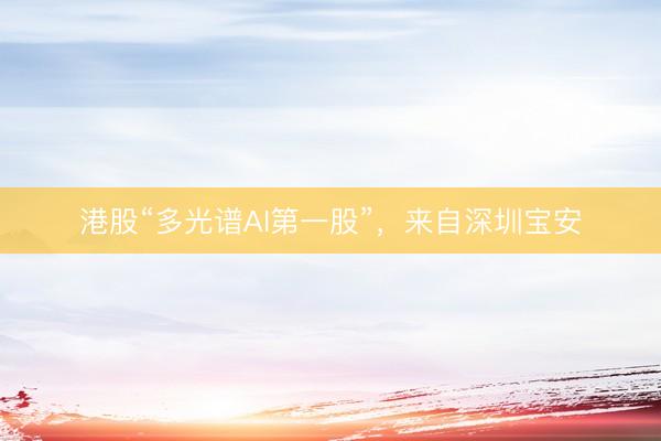 港股“多光谱AI第一股”，来自深圳宝安